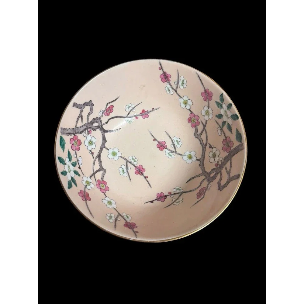 Vtg Japanese Cherry Blossom Porcelain 8” Bowl